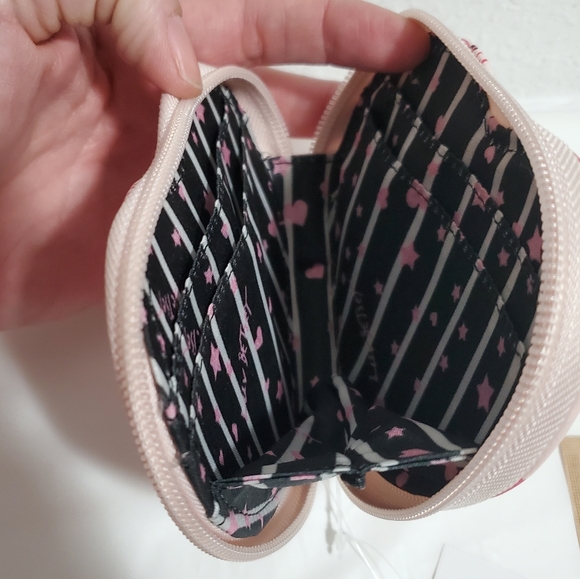 Luv Betsey By Betsy Johnson Heart-Shaped Wristlet with Pink Bows and hearts - Picture 5 of 9